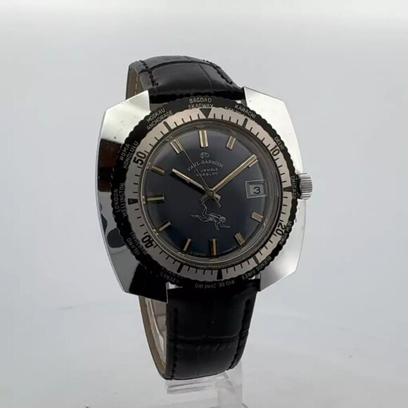Vintage 45mm Paul Garnier World Time Diver Men\'s Mechanical Wristwatch SwissMade main image 5